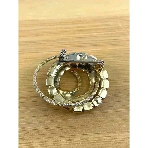 VTG Lavender Clear Glass Rhinestone Oval Gold Tone Brooch - Picture 4 of 10